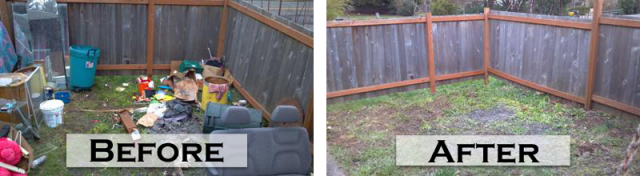 Before and after junk removal services. Hazel Dell WA Junk and Garbage Removal by Mike & Dad's Hauling.