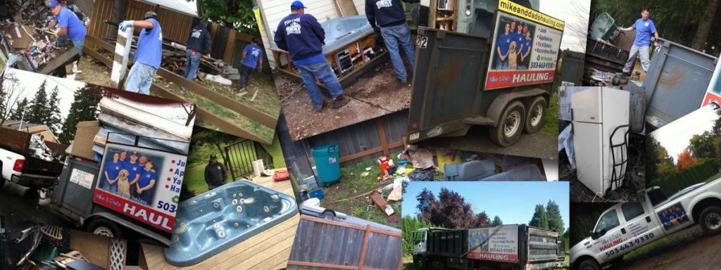 Collage of hoarding cleanups. Hoarding Cleanup Services in Vancouver WA by Mike & Dad's Hauling